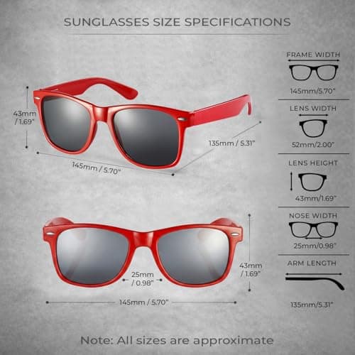 Komonee Drifter Sunglasses UV400 Protection Red Classic Style Retro Sun Shades Eye Glasses Unisex For Men Women Travel & Fashion – Lightweight Frame Fashion Eyewear Outdoors — view 5