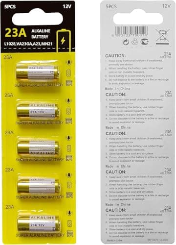 23A 12V Alkaline Battery, 5 Pack A23/ MN21/ L1028/ V23GA/ LRV08 for Remote Controls, Wireless Doorbells, Security Systems — view 6