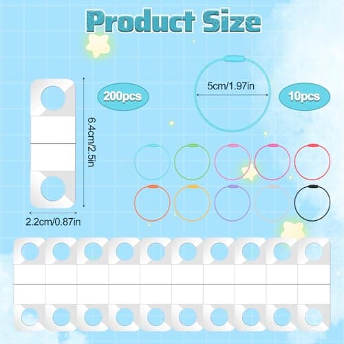 200 Pcs Card Holder Compatible with Yoto Cards, Portable Self-Adhesive Label with 10pcs Stainless Steel Key Ring Loops Compatible with Yoto Accessories Storage Organizer(0.87x1.26in) — view 2