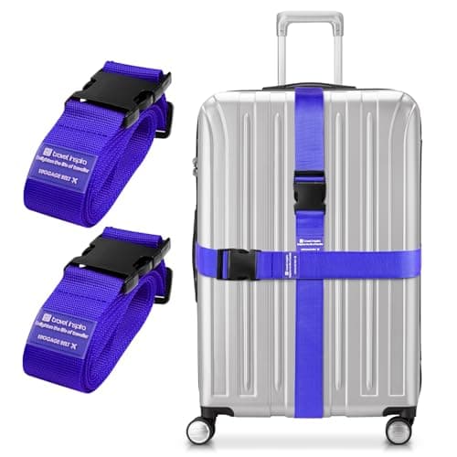 travel inspira Luggage Strap 2 Packs, Travel Suitcase Straps (Blue)