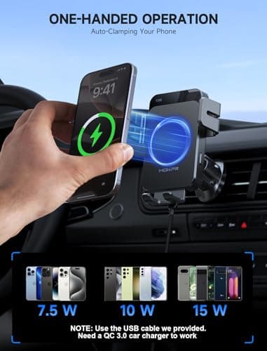 MOKPR Car Phone Holder Wireless Charger, 15W Wireless Car Charger — view 4