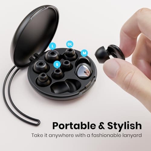 Ultra-Comfy Reusable Ear Plugs - 45dB SNR Noise Cancelling Earplugs for Sleep, Deep Focus,Travel,Sensitivity | Flexible Hearing Protection |Customizable Fit |4 Ear Tips Size in Dual-Layer/S/M/L-Black — view 4
