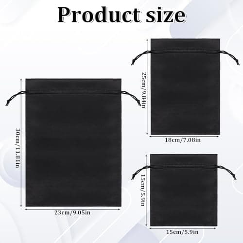 Soft Satin Drawstring Pouch, 6 Pcs Adjustable Jewellery Gift Bag Storage Soft Storage Bags Adult Toy Storage-Bags for Women Men Couples Toy Underwear Cosmetic Sunglasses Travel Camping(3 Sizes Black) — view 2