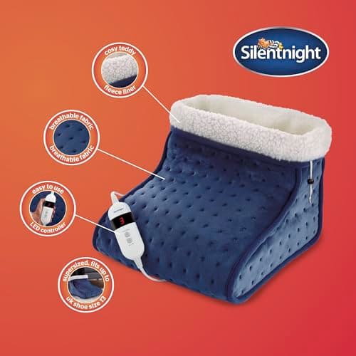 Silentnight Electric Foot Warmer for Cold Feet - Heated Foot Warmer with 3 Heat Settings, Super Soft Teddy Fleece Machine Washable Lining, and Overheat Protection - Warm Cosy - Navy Blue — view 3