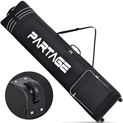 PARTAGE + Snowboard Bag with Wheels, Snowboard Bag for Air Travel, Adjustable Length Up to 170 cm, 600D Water Resistant Oxford -Black