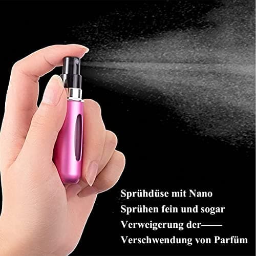 Leikedun 5 PCS 5ml Perfume Atomiser Refillable Bottles, Portable Mini Spray Travel Bottle with Visual Window Perfume Travel Bottle for Purse Handbag Pocket Luggage - Holiday Essentials — view 4