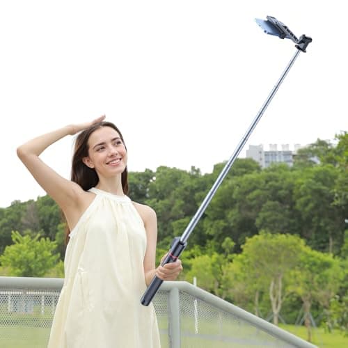 XIHAMA Selfie Stick Travel Tripod, All in 1 Extendable Tripod Stand with Wireless Remote, Portable Mobile Phone Holder Camera Tripod Compatible with iPhone 17/16, GoPro, Android (Black, 50 inch) — view 3