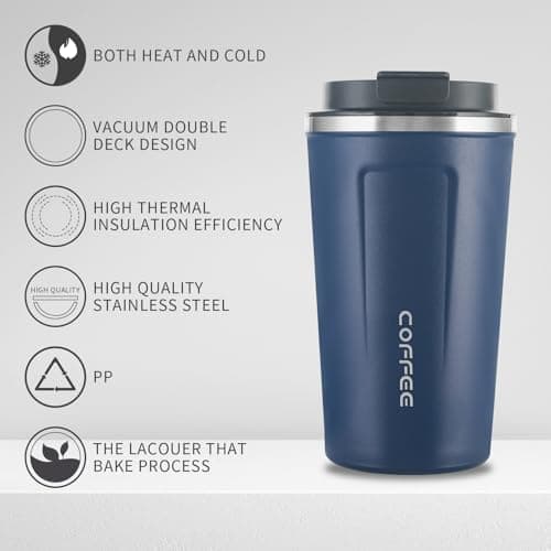 Newvenper Stainless Steel Vacuum Insulated Travel Coffee Mug, Led Temperature Display Insulated Tumbler, Leak Proof with Lid Keeps Cold and Warm, Suitable for Coffee, Tea and Beer (Blue) — view 6