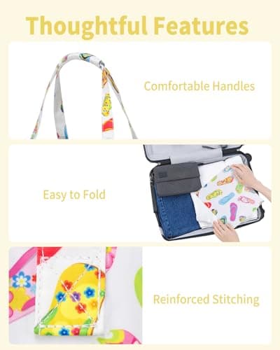Large Beach Bag with Zip and Wet Compartment Beach Tote Bag, Slipper — view 6