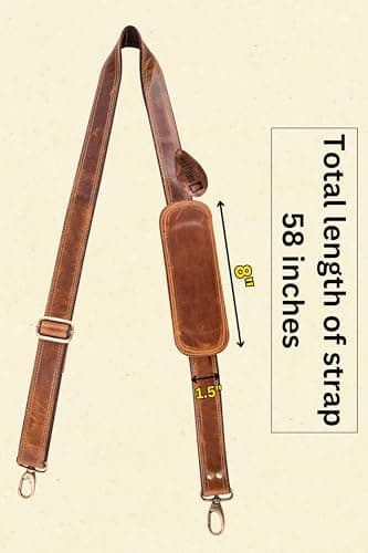 Leather Bag Shoulder Strap, Men Messenger Bags Strap Replacement (Caramel) — view 4
