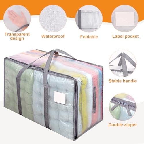 Dntorx 4 Pack 105L Moving Bags Clothes Storage Bags Drom Packing Box, Grey — view 3