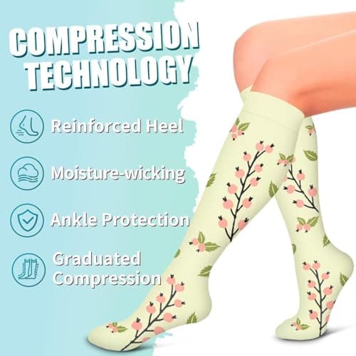 Compression Socks for Women and Men 15-20 mmHg 6 Pack Compression Stockings Circulation-Best Support for Medical,Running,Nursing,Athletic (C-Assorted-1, Small-Medium) — view 3