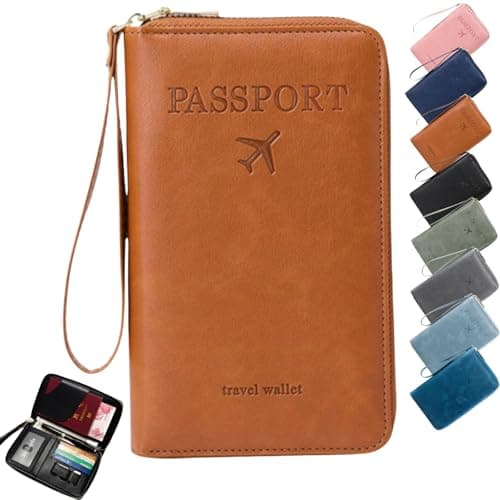 Passport Holder,RFID Travel Wallet,Multi-Functional RFID Passport Wallet,Passport Holder for Travel Holiday Essentials,Multi Functional Card Folder for Travel Women and Men Accessories (Brown)