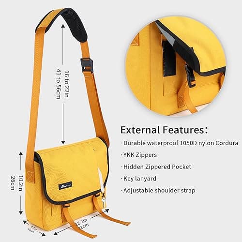 SIMTOP Messenger Bag Crossbody Bag Shoulder Messenger Bag Durable Crossbody Shoulder Bag for Commuters and Travelers - Water-Resistant and Versatile(Yellow) — view 4