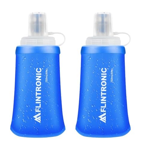 flintronic 2PCS Soft Flask TPU, 250ML Collapsible Water Bottle, Lightweight Soft Water Bottle for Unisex Hydration, BPA-Free, Leakproof Foldable Water Bottle for Running, Cycling, Climbing