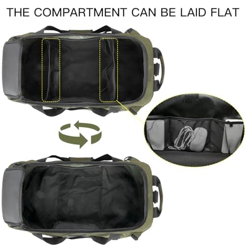 TUGUAN 100L Extra Large Duffle Bag for Travel Heavy Duty Duffel Holdall Backpack with Back Straps 30'' XL Big Weekend Overnight Bag for Camping Gym Sports Equipment Gear for Men Women, Green — view 5