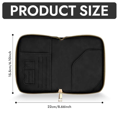 Jdbefuy Passport Holder Travel Wallet, RFID Blocking PU Leather Document Organiser with Secure Zipper Closure and Wrist Strap, Waterproof Holiday Travel Essentials for Men and Women (Black) — view 2