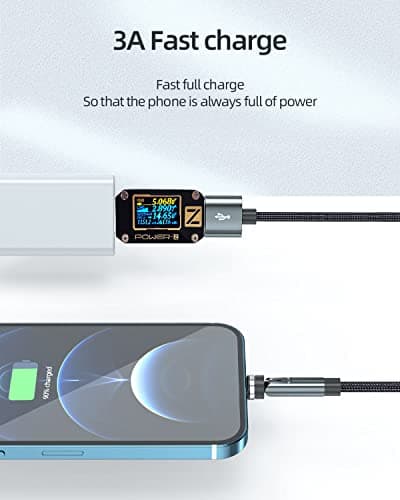 Kuulaa 360°& 180° Magnetic Charging Cable 3-in-1 Data Transfer Phone Charger Cable 3A USB C for iPhone/Samsung/Micro USB Devices, 1M — view 4