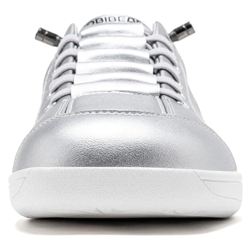HOBIBEAR Womens Mens Wide Minimalist Barefoot Fashion Trainers Zero Drop Shoes Silver — view 5