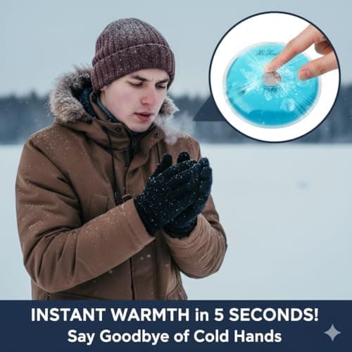 Large Reusable Hand Warmers Click - Snap Heat Pack, Boil Click Heat Pocket Warmer, Pouch Gel Long Lasting Warmth (Diameter 12cm, 4 Pack, Large) — view 5