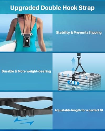YOSH Waterproof Phone Pouch [3D Double Space] 1 Pack, Fits Up to 7.5" Black — view 5