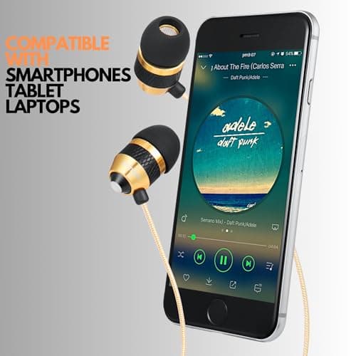 Betron B25 Earphones, In-Ear Wired Headphones, Gold — view 6