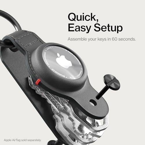 KeySmart Air Tag Holder, Airtag Holder with Car Key Ring Hoop for Airtags & Car Accessories for Men, Key Organiser Keyring with Airtag Keyring Rings for Key Fob, Car Keyring Keychain Rings, Black — view 4