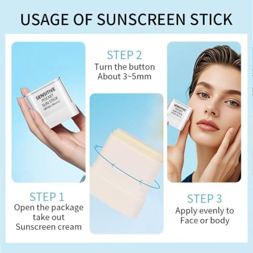 Mineral Sunscreen Stick for Face & Body, 2 Pack Sensitive Portable Matte Sun Stick SPF50, Travel Size, No White Cast, Lightweight & Non-Greasy Broad Spectrum Sun Protection for Daily Use — view 4