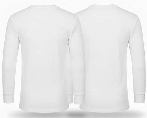 Mens Thermal 2 Pack Underwear Vests Long Sleeve Tops, Thermal T-Shirt Warm Underlayer Winter Thermals Base Layer Clothing Men Vest Top Size S-XXL (M White) — view 2