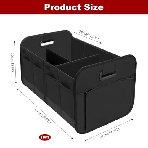 Car Sstorage Box Foldable Car Boot Organiser, Oxford Polyester Waterproof Trunk Organizer with Multi-Compartment, Non-Slip Velcro Base for Cars SUV Trucks, Motorhomes & Boats, Dorm Bedroom Wardrobe — view 2