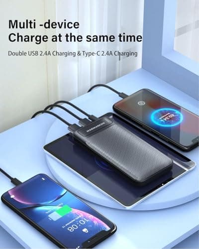 【2-PACK】 Power Bank 10600mAh Fast Charging PD20W USB C Portable Charger Output and Input for Smartphones, Tablets and more （Black&White） — view 4