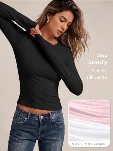 LILLUSORY Long Sleeve Tops Women Crew Neck Y2k T Shirts Black L — view 6