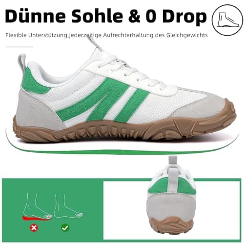 Barefoot Shoes Mens Womens Trail Running Shoes Outdoor Zero Drop Wide Toe Box Shoes Lightweight Walking Sneakers Non Slip Hike Footwear Minimalist Fitness Shoes，White，5UK — view 4