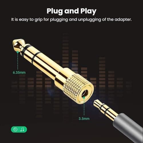 Venadapt Headphone Adapter Premium Quality Gold, Stereo 3.5mm (Small Socket) To 6.35mm (Big 1/4 inch Jack Plug) For DJs, Earphones And Audio Connections — view 2