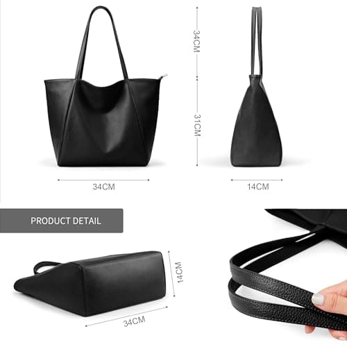 KALIDI Large Tote Bags Top Handle Handbags PU Leather with Zip for Women — view 4