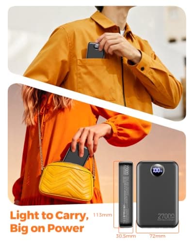 Power Bank 27000mAh with 4 Built-in Cables Portable Charger Fast Charging — view 6