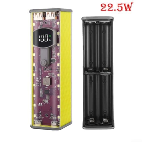 CWOQOCW 22 5W Power Bank Case Portable with Transparent Shell and Solder DIY Assembly, Compatible with Batteries and Features Multi Port Stable Output and Safety (yellow 22.5W) — view 4