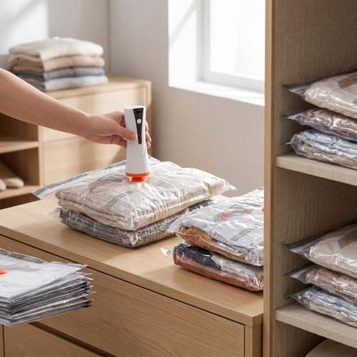 Fabater 12 Pack Vacuum Bags for Travel with Rechargeable Cordless Electric Pump, Carry-on Packing Bags for Luggage and Suitcase, Space Saver for Clothes and Clothing — view 3