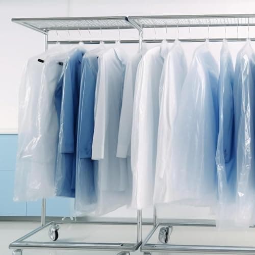20 Pack Plastic Clothes Covers, 60*100cm/60*140cm Dry Cleaning Bags, Clear Clothes Bags Hanging, Garment Bags, Dust-proof Garment Protector Covers for Clothes Shirt Suit Jacket Sweater (60 × 100cm) — view 4