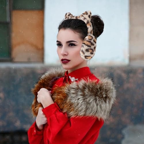 TOYANDONA Plush Winter Earmuff Leopard Print Ear Warmer for Women Girls — view 5