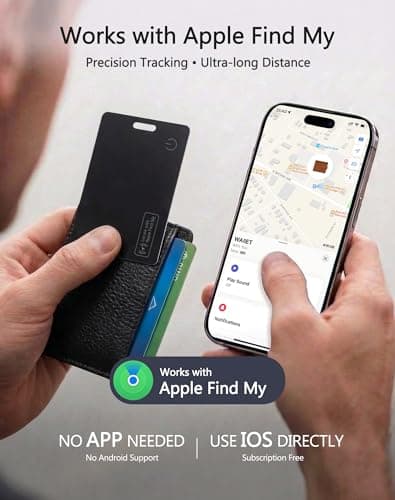 2 Pack - Apple MFi Certified Wallet Tracker Card 1.7mm Slim - (iOS Only) Find My Wallet Card Tags IP68 Waterproof, Works with Apple Find My, Bluetooth Item Locator for Keys, Purse, Luggage — view 2