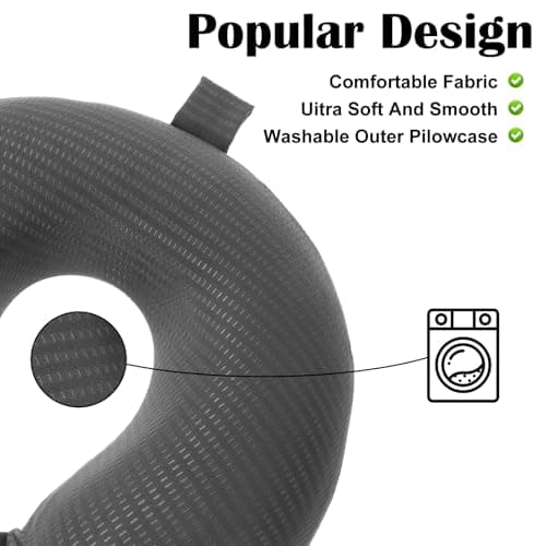 Ouligay 2 PCS U Shaped Neck Pillow Cover Ice Silk Travel Pillow with Zipper Replacement Airplane Pillow Cover Washable Soft Travel Pillow Case Coverwith Double Snap Dark Gray — view 4