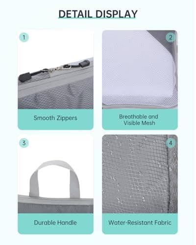 MOLICRAIN Compression Packing Cubes for Suitcase, 6 PCS Ultralight Travel Organiser Packing Bags, Extensible Luggage Organiser, Suitcase Organizer, Packing Cubes for Cabin Luggage(Grey) — view 4