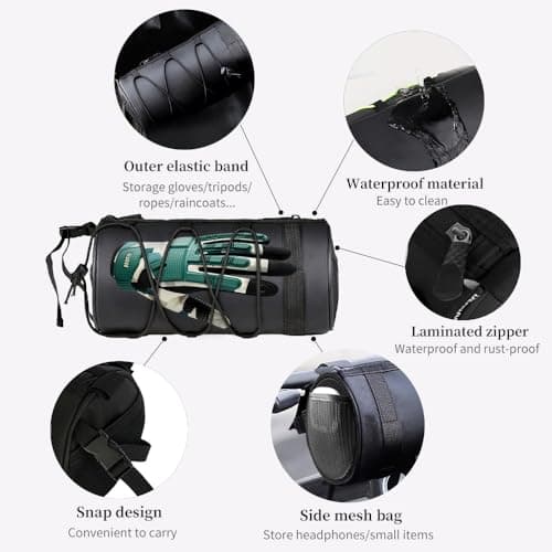 ningzhi Bike Handlebar Bag Waterproof Bicycle Front Roll Bag Large Capacity Storage Bag with Shoulder Strap for Road & Mountain Bikes(Fluorescent Orange) — view 5