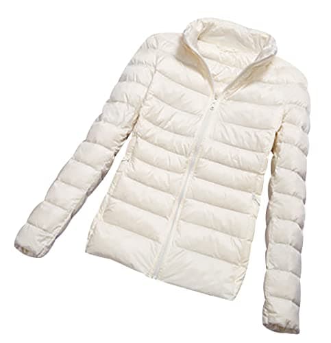 Ladies Puffer Jacket Lightweight Packable Down Jacket Women Puffer Coats for Women Puffa Jackets Oversized Puffer Jackets Womens Compressible Down Feather Coat Parka Quilted Padded Jackets White S