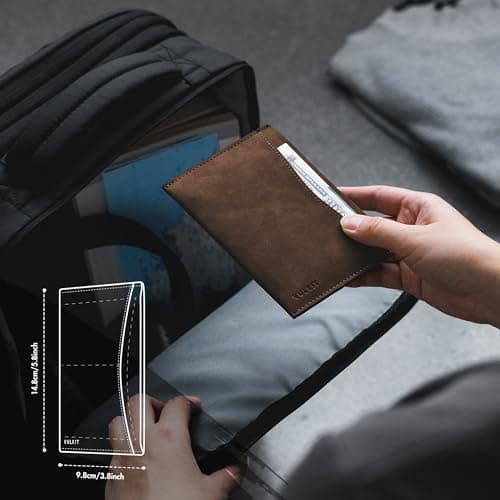 VULKIT Passport Cover Ultra Slim Design Leather Travel Wallet with Back 2 Card Slots, RFID Blocking Passport Sleeve Travel Essential — view 6