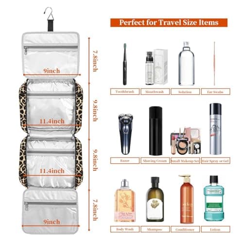 Hanging Travel Toiletry Bag, Large Capacity Wash Bag Waterproof Cosmetic Bag Makeup Organizer with 4 Compartments & 1 Sturdy Hook for Women/Men — view 4