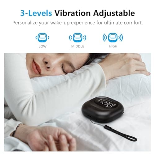 Mesqool Vibrating Alarm Clock for Heavy Sleepers - Rechargeable Bed Shaker with Loud Sound, Under Pillow Vibrator for Deaf, Ideal for Bedroom & Travel — view 3