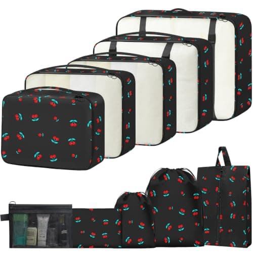 10PCS Packing Cubes for Suitcases, Travel Organiser Packing Bags for Clothes Shoes Toiletries Travel Luggage Organizers Storage Bags (black chreey)