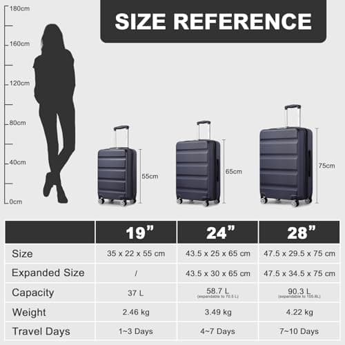 Kono Cabin Suitcase 55x35x22cm ABS+PC Hard Shell Carry On Travel Lugagge — view 2